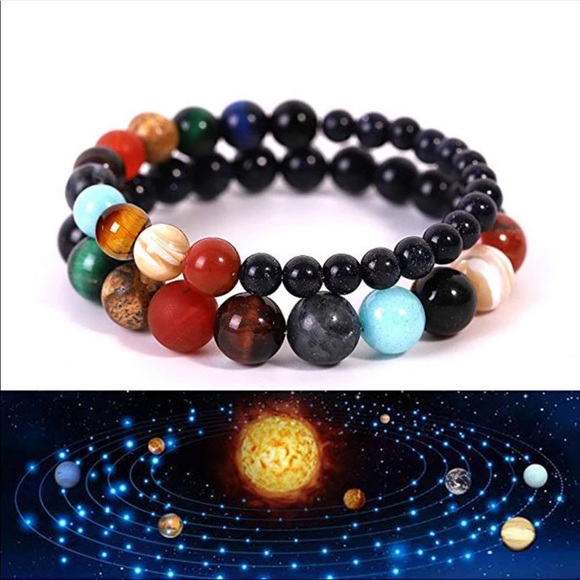 New Universe Space 8 Planet Natural Stone Bracelet - Picture 3 of 7